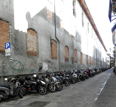 Scooter and motorcycle row